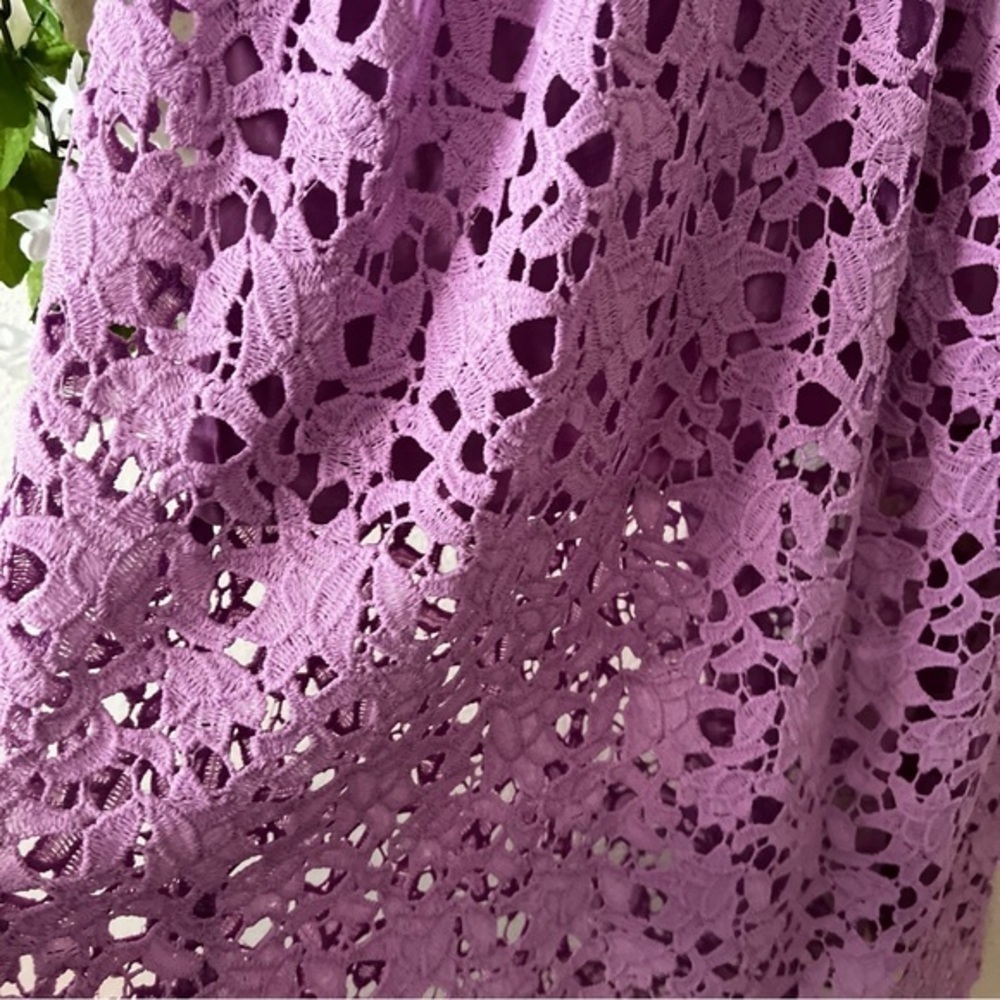ASTR Orchid Purple Floral Lace A-Line Midi Dress - Picture 7 of 11